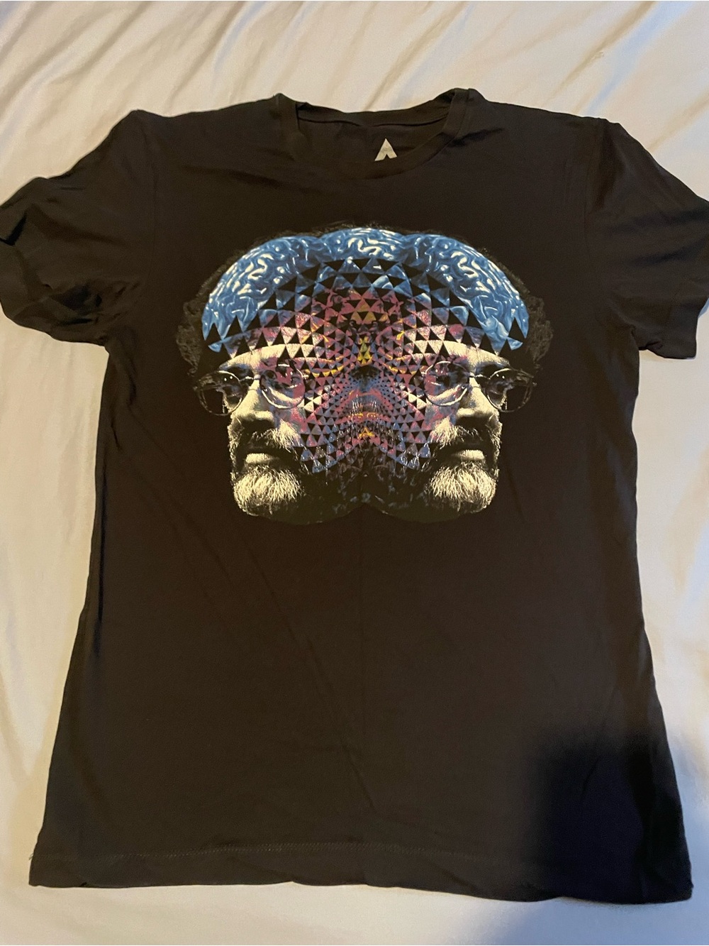Men's Black Graphic Tee with Psychedelic Dual Face Print